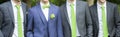 Groom with blue suit and green tie close up Royalty Free Stock Photo