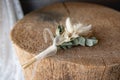 Groom boutonniere in boho style Royalty Free Stock Photo