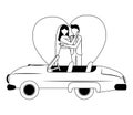 groom and bride with car wedding day love Royalty Free Stock Photo