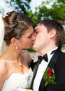 Groom and a bride in ceremony wedding