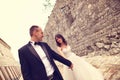 Groom and bride in the city Royalty Free Stock Photo