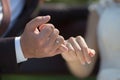 Groom and bride making a pinkie promise Royalty Free Stock Photo