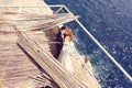 Groom and bride near the sea Royalty Free Stock Photo