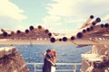 Groom and bride near the sea Royalty Free Stock Photo