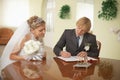 Groom and bride - registration of marriage Royalty Free Stock Photo