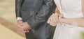 Groom and bride during religious ceremony