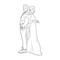 Groom and bride standing together vector illustration sketch doodle hand drawn isolated on white background Royalty Free Stock Photo