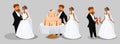 Groom and Bride Vector Illustrations Collection Royalty Free Stock Photo