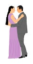 Groom and bride wedding day in dress and suit illustration. Wedding couple. Happy bride and groom on ceremony. Just married