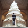 Groom cake decoration climbs to bride