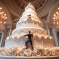 Groom cake decoration climbs to bride