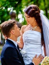 Groom embrace bride Royalty Free Stock Photo