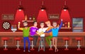 Groom and Friends, Bachelor Party, Pub Vector