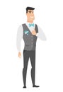 Groom giving thumb up vector illustration.