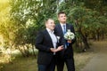 A groom and groomsman came to the bride