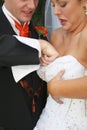 Groom helping his Bride