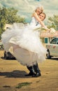 Groom holding his bride Royalty Free Stock Photo