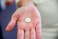 Groom holding a lucky coin in his palm during a wedding ceremony Royalty Free Stock Photo