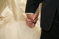 Groom holds the bride by the hand closeup Royalty Free Stock Photo