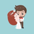 Groom hugging bride, cute character for use as wedding invitation card or backdrop Royalty Free Stock Photo