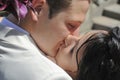 Groom kissing the bride