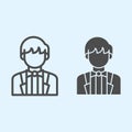Groom line and solid icon. Newly married man in black jacket. Wedding asset vector design concept, outline style