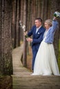 Groom openning the champagne at wedding day Royalty Free Stock Photo