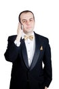 Groom on the phone Royalty Free Stock Photo