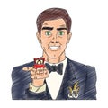 Groom pop art cartoon scribble