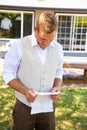 Groom Reading Vows for Wedding Royalty Free Stock Photo