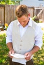 Groom Reading Vows for Wedding Royalty Free Stock Photo