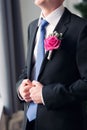 Groom's buttonhole in the form of a rose Royalty Free Stock Photo