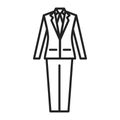 Groom\'s outfit line black icon. Men\'s suit. Wedding boutique. Isolated vector element. Outline pictogram for web page, mobile ap Royalty Free Stock Photo