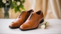 Groom\'s shoes add style, symbolizing matrimony\'s elegant steps, AI Generated