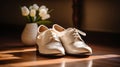 Groom\'s shoes arranged for the wedding ceremony, AI Generated