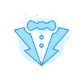 Groom`s Suit Flat Vector Icon, Symbol, Pictogram, Sign. Light Blue Monochrome Design. Editable Stroke Royalty Free Stock Photo