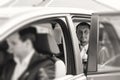 Groom sitting in a car Royalty Free Stock Photo