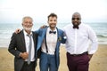 Groom talking to his groomsmen Royalty Free Stock Photo