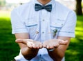 The groom throws the rings. Soft focus Royalty Free Stock Photo