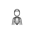 Groom in tuxedo line icon