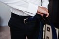 Groom wear belt. Wedding details. Man`s style