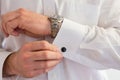 Groom Wearing Cuff Links