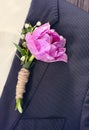 Groom wearing a purple tulip buttonhole Royalty Free Stock Photo