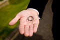 Groom and wedding rings Royalty Free Stock Photo