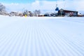 Groomed snow at Bansko ski slope, Bulgaria Royalty Free Stock Photo