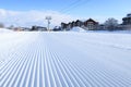 Groomed snow at Bansko ski slope, Bulgaria