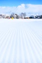 Groomed snow at Bansko ski slope, Bulgaria Royalty Free Stock Photo