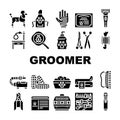 Groomer Pet Service Collection Icons Set Vector Royalty Free Stock Photo