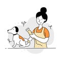 Groomer woman with dog and professional trimmer Royalty Free Stock Photo