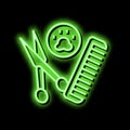 grooming accessories dog neon glow icon illustration Royalty Free Stock Photo